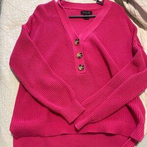 Rachel Zoe Fuchsia V-Neck Sweater